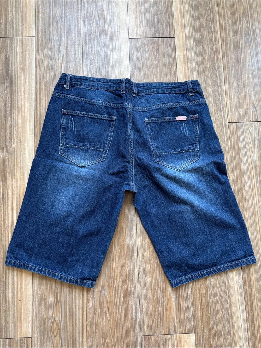 Amazon Men's Ripped Denim Shorts in Dark Blue and Light Blue Wash